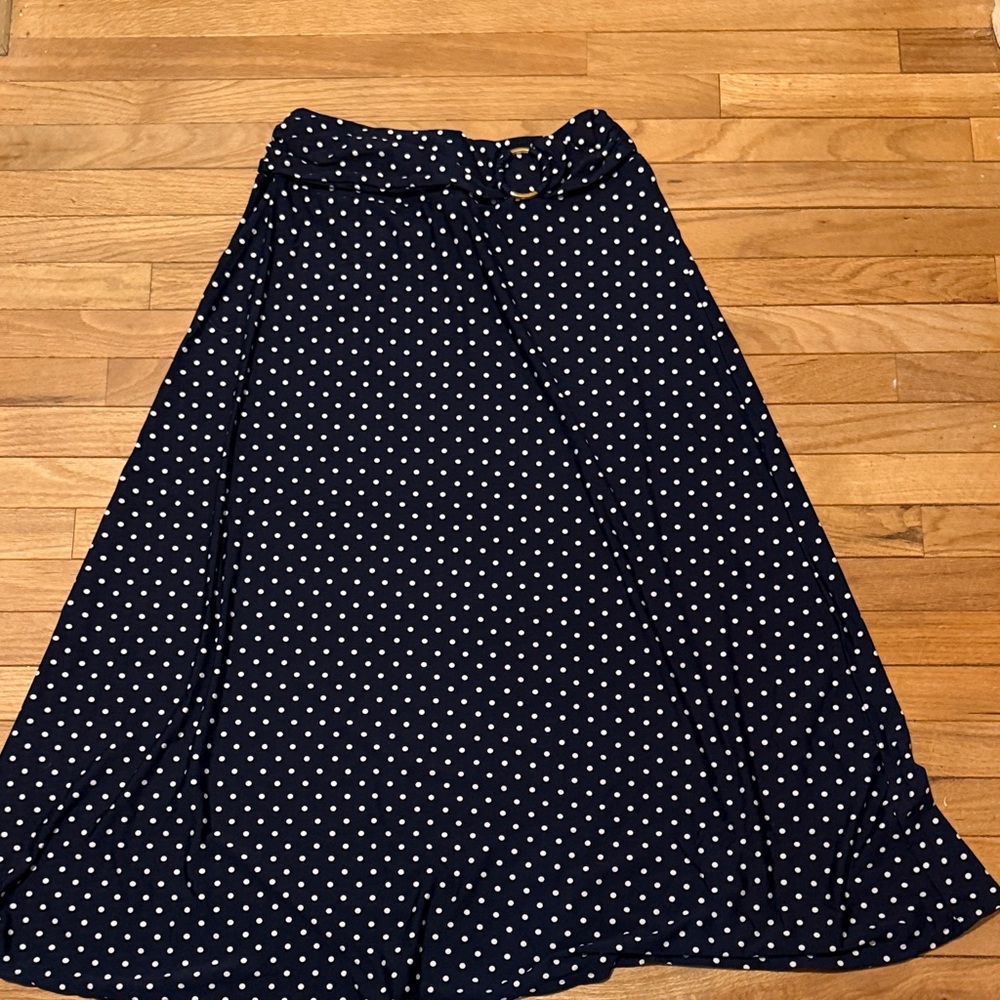 Robert Louis Navy A-Line Skirt with White Dots